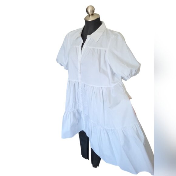 Zara Flounce Mini Dress Tiered Baby Doll Puff Sleeve Sz XL - Picture 7 of 13